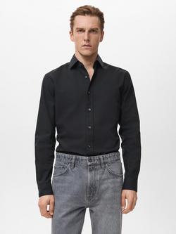 Mango Perseo Cotton Slim Fit Shirt, Black