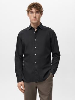 Mango Play Cotton Regular Fit Shirt, Black