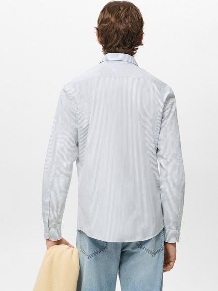 Mango Play Cotton Stripe Regular Fit Shirt - view 2, Pastel Blue