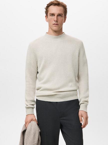 Mango Angel Crew Neck Jumper, Light Beige