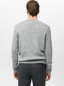 Mango Herring Round Neck Jumper, Grey - view 2, Grey