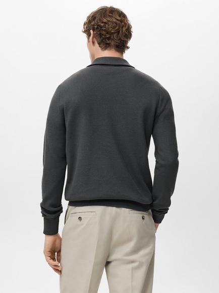 Mango Ten Zip Neck Jumper - view 2, Dark Grey