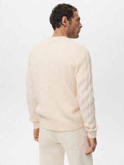 Mango Maria Cable Knit Crew Neck Jumper - view 2, Light Beige