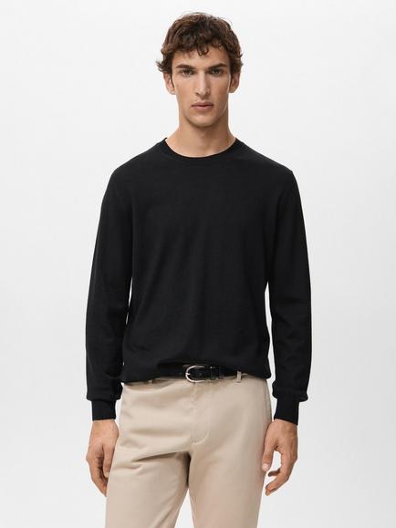Mango Willys Crew Neck Wool Jumper, Black