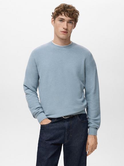 Mango Ten Crew Neck Jumper, Pastel Blue, Pastel Blue