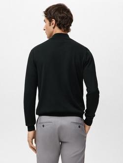 Mango Will Wool Zip Neck Jumper - view 2, Black