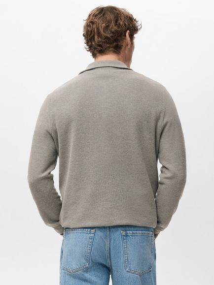 Mango Ten Zip Neck Jumper - view 2, Medium Grey