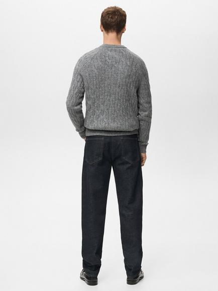 Mango Maria Cable Knit Crew Neck Jumper - view 2, Grey