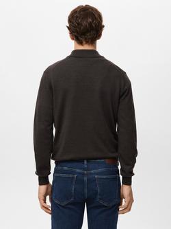 Mango Will Wool Zip Neck Jumper - view 2, Dark Brown