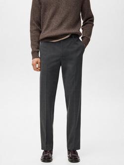 Mango Atlas Regular Fit Trousers, Grey, Grey