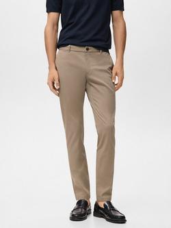 Mango Barna Cotton Blend Chino Trousers, Light Beige