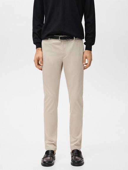 Mango Barna Cotton Blend Chino Trousers, Beige
