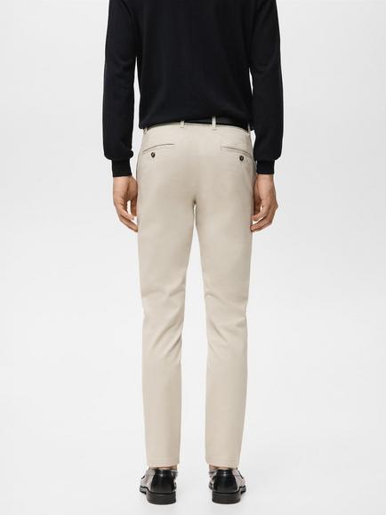 Mango Barna Cotton Blend Chino Trousers - view 2, Beige