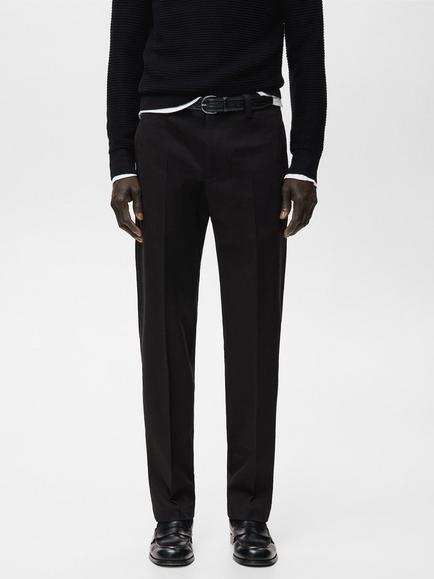 Mango Koda Cotton Blend Trousers, Black