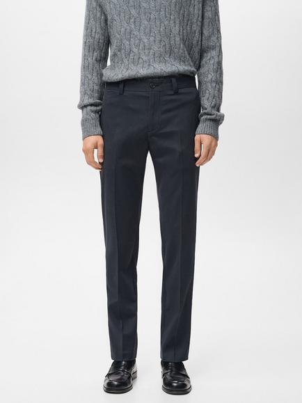 Mango Koda Cotton Blend Trousers, Navy
