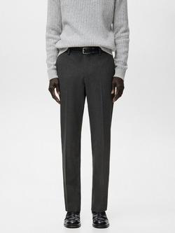 Mango Standford Straight-Slim Tailored Trousers, Dark Grey