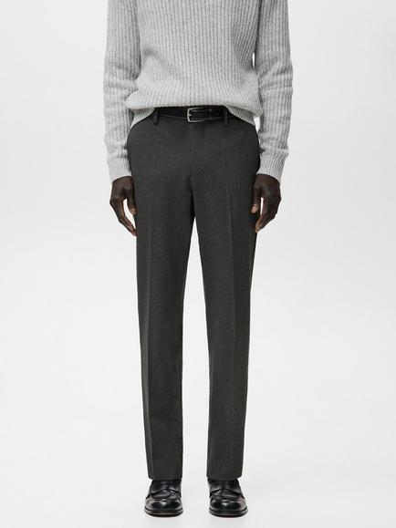 Mango Standford Straight-Slim Tailored Trousers, Dark Grey