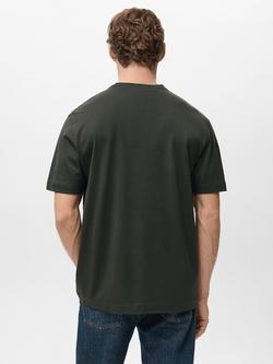 Mango Bellow Cotton Regular Fit Short Sleeve T-Shirt - view 2, Dark Brown