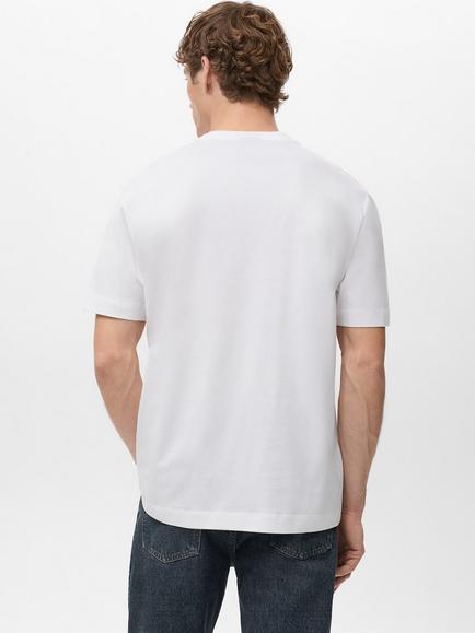 Mango Bellow Cotton Regular Fit Short Sleeve T-Shirt - view 2, White