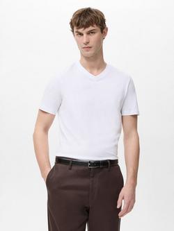 Mango Chelsea Cotton Regular Fit Short Sleeve T-Shirt, White