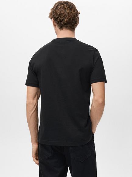 Mango Cherlo Cotton Slim Fit Short Sleeve T-Shirt - view 2, Black