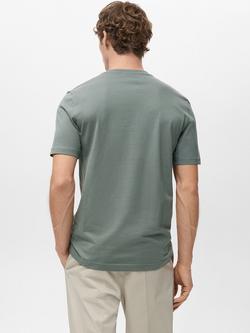 Mango Cherlo Cotton Slim Fit Short Sleeve T-Shirt - view 2, Medium Green