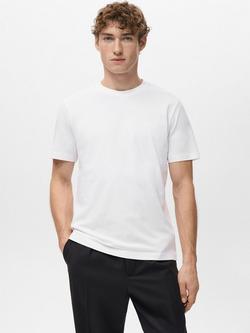 Mango Cherlo Cotton Slim Fit Short Sleeve T-Shirt, White