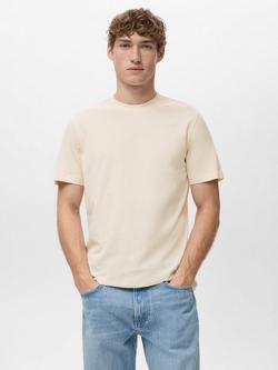 Mango Cherlo Cotton Slim Fit Short Sleeve T-Shirt, Yellow