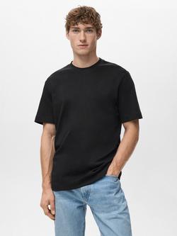 Mango Kimi Cotton Regular Fit Short Sleeve T-Shirt, Black