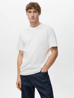 Mango Kimi Cotton Regular Fit Short Sleeve T-Shirt, Natural White