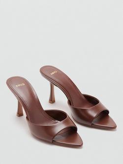 Mango Patent Stiletto Heel Mule Sandals, Dark Brown - view 2, Dark Brown