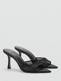 Mango Mesh Stiletto Heel Mule Sandals, Black - view 2, Black