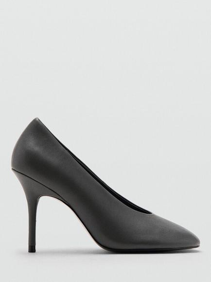 Mango Antonie Leather Stiletto Heel Court Shoes, Grey, Grey