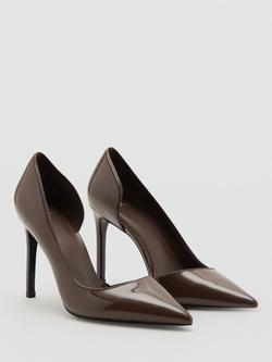 Mango Audrey Asymmetric Stiletto Heel Court Shoes - view 2, Dark Brown