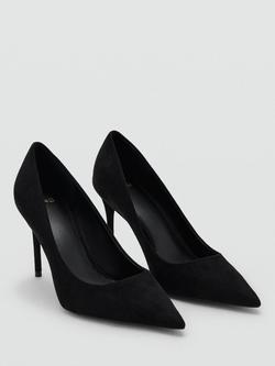 Mango Clatch Faux Suede Stiletto Heel Court Shoes, Black - view 2, Black