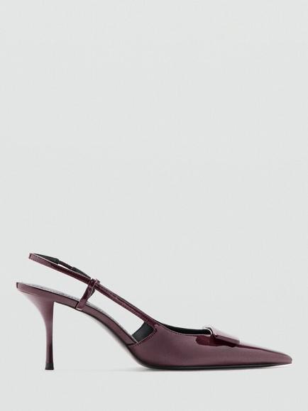 Mango Day Patent Slingback Court Shoes, Burgundy, Burgundy