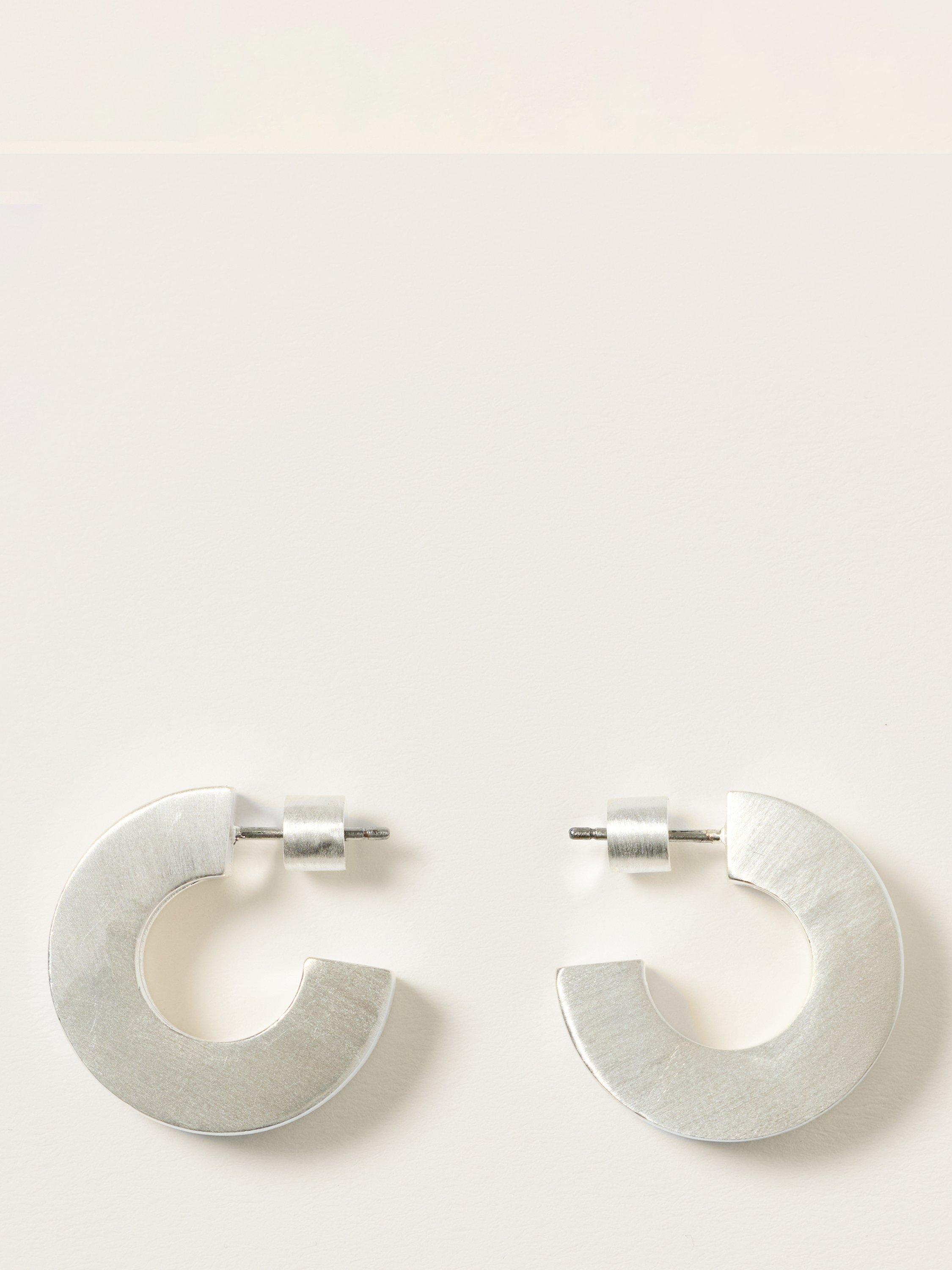 Product image 1 of 4, which shows Jigsaw Chubby Block Hoop Earrings, Sterling Silver