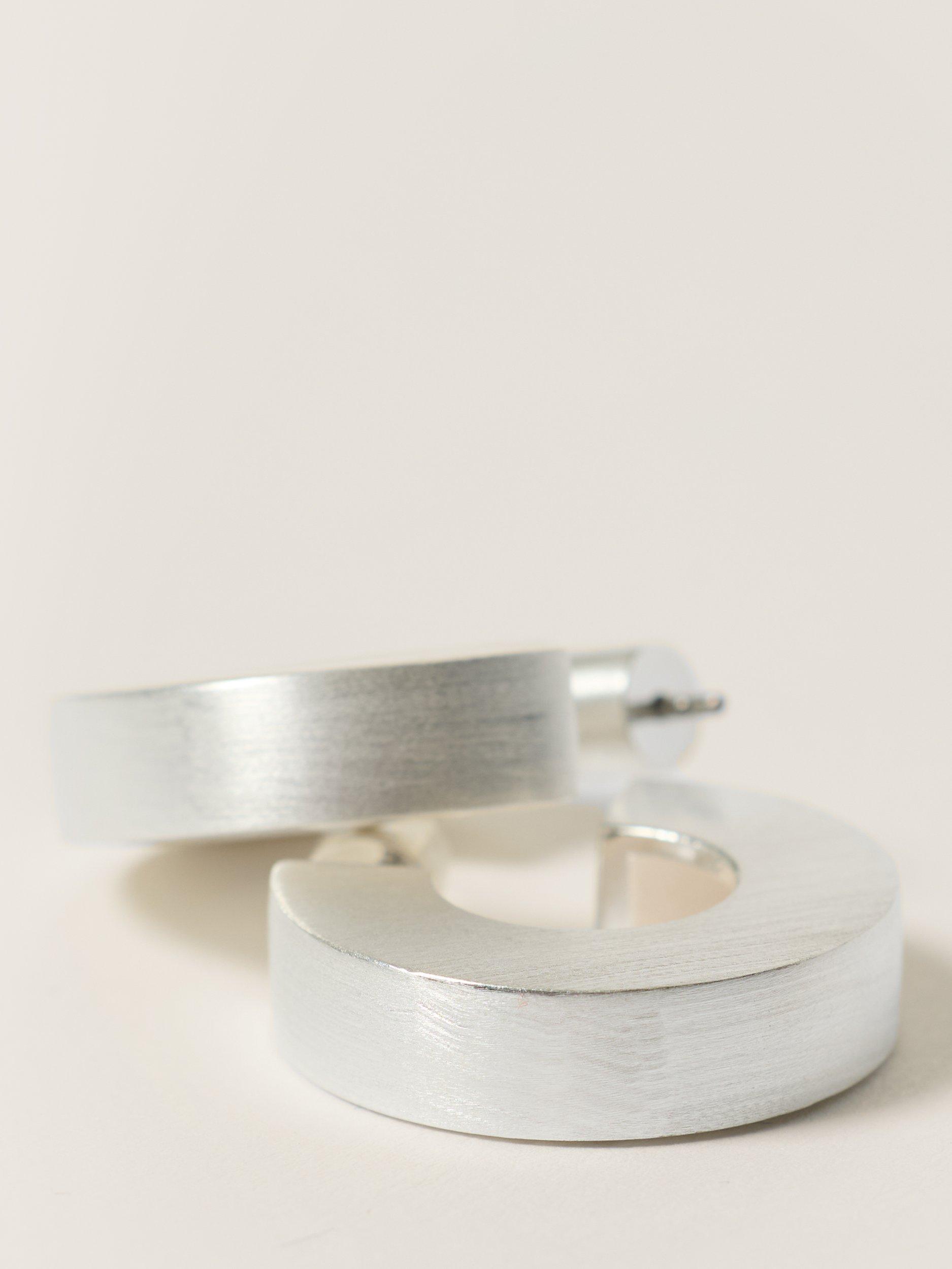 Product image 4 of 4, which shows Jigsaw Chubby Block Hoop Earrings, Sterling Silver