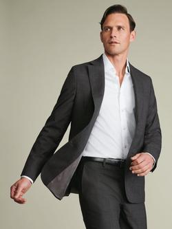 Charles Tyrwhitt Prince of Wales Check Super 120s Merino Wool Slim Fit Suit Jacket, Grey, Grey