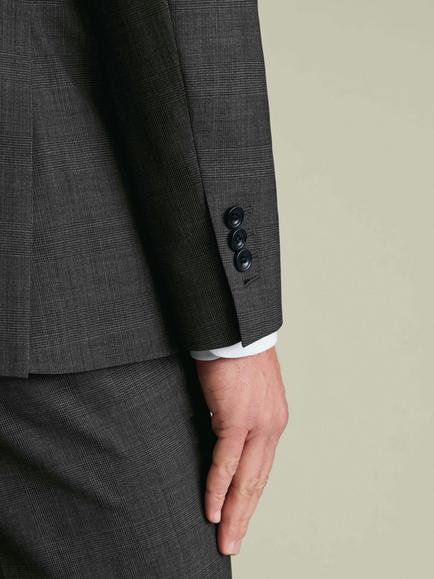 Charles Tyrwhitt Prince of Wales Check Super 120s Merino Wool Slim Fit Suit Jacket, Grey - view 2, Grey