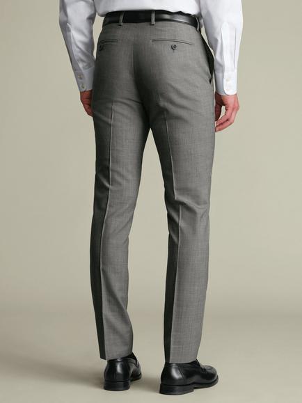 Charles Tyrwhitt Sharkskin Super 120s Wool Slim Fit Suit Trousers, Grey - view 2, Grey