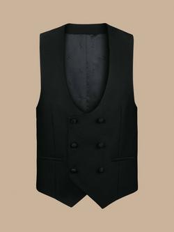 Charles Tyrwhitt Super 120s Merino Wool Dinner Waistcoat, Black - view 2, Black