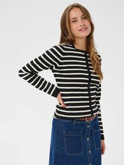 Saint Tropez Mila Long Sleeve Slim Fit Cardigan, Black/Seedpearl