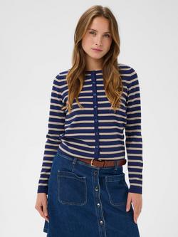 Saint Tropez Mila Long Sleeve Slim Fit Cardigan, Navy/Greige