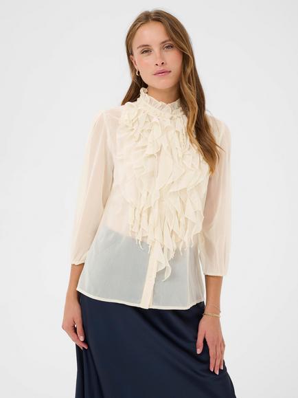 Saint Tropez Lilja 3/4 Sleeve Shirt, Seedpearl, Seedpearl