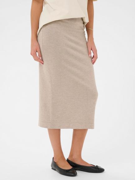 Saint Tropez Mila Knitted Midi Skirt, Greige Melange, Greige Melange