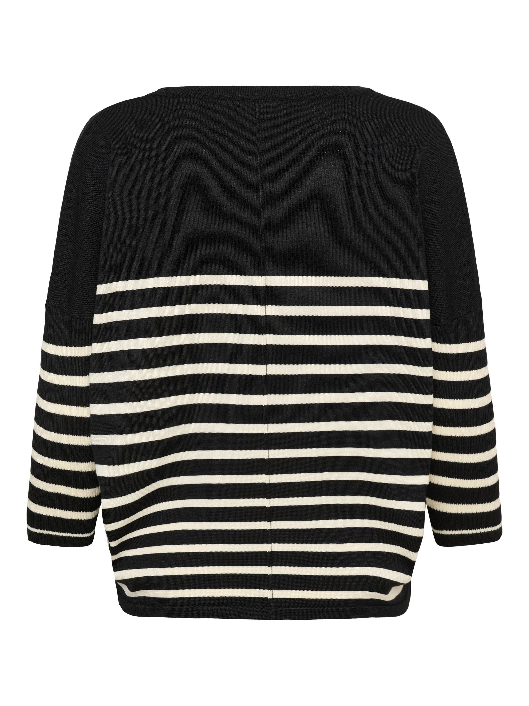 Product image 6 of 6, which shows Saint Tropez Mila Round Neck Striped Jumper, Black/Seed Pearl, XS