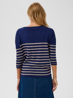 Saint Tropez Mila Round Neck Striped Jumper - view 2, Navy/Peony Greige