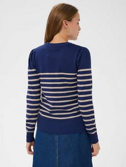 Saint Tropez Mila Slim Fit Stripe Jumper - view 2, Navy/Peony Greige