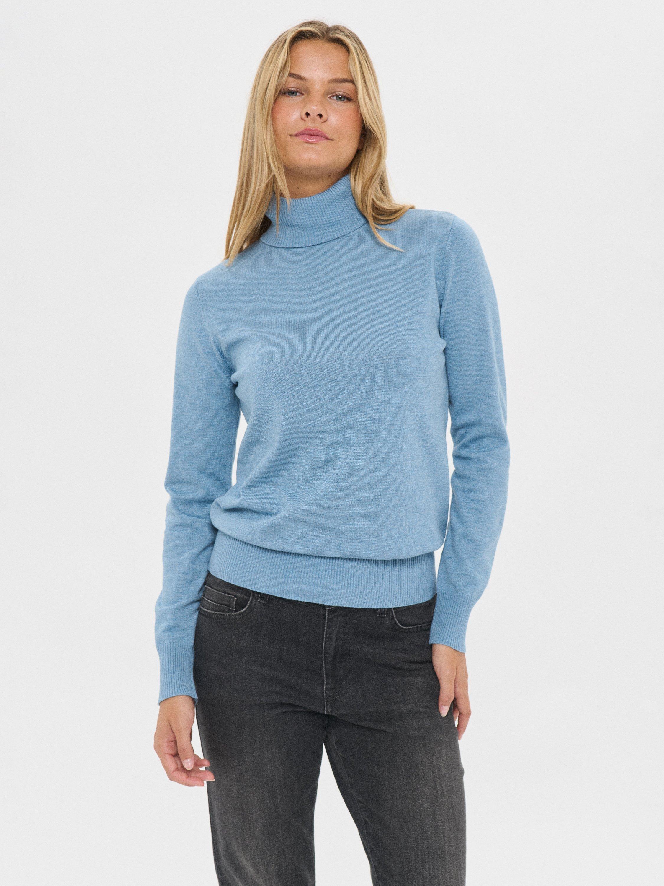 Product image 1 of 11, which shows Saint Tropez Mila Roll Neck Jumper, Blue Shadow Melange, XS